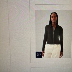 NWOT : Gap Modern Rib Zipper Shirt : Cotton Modal Blend : Black : Small